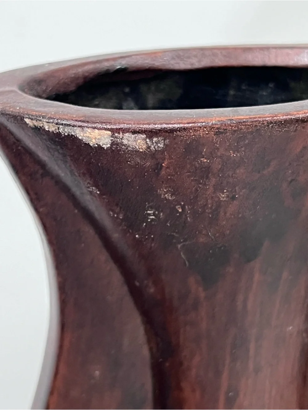 Brown Decorative Vase Set spiral accents 3 piece FLAWED